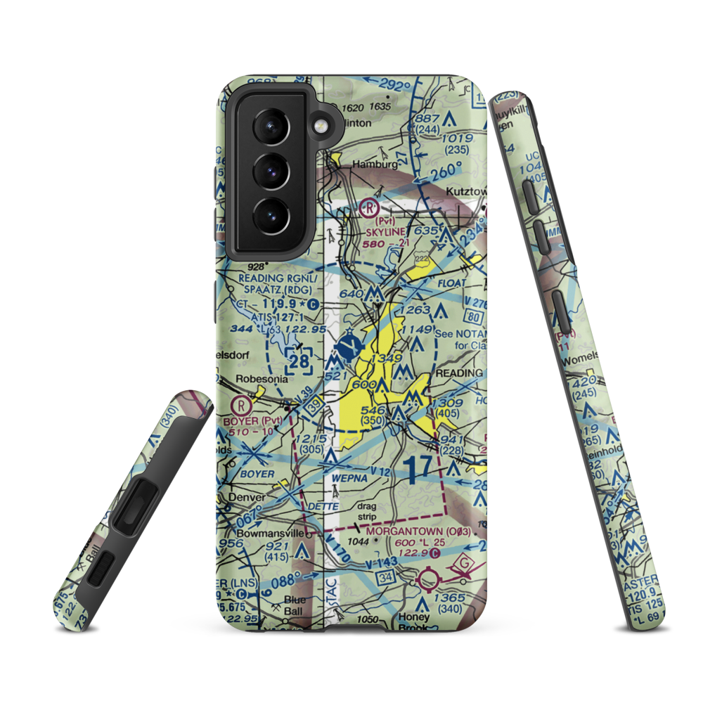 Reading Regional Carl A Spaatz Field (RDG) VFR Sectional Samsung Phone Case Samsung Galaxy S21 FE model shown