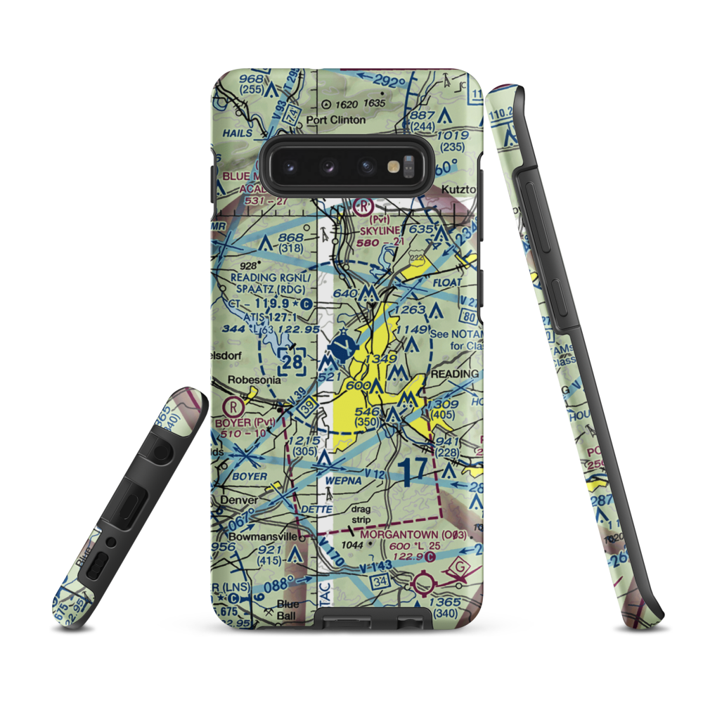 Reading Regional Carl A Spaatz Field (RDG) VFR Sectional Samsung Phone Case Samsung Galaxy S10 Plus model shown