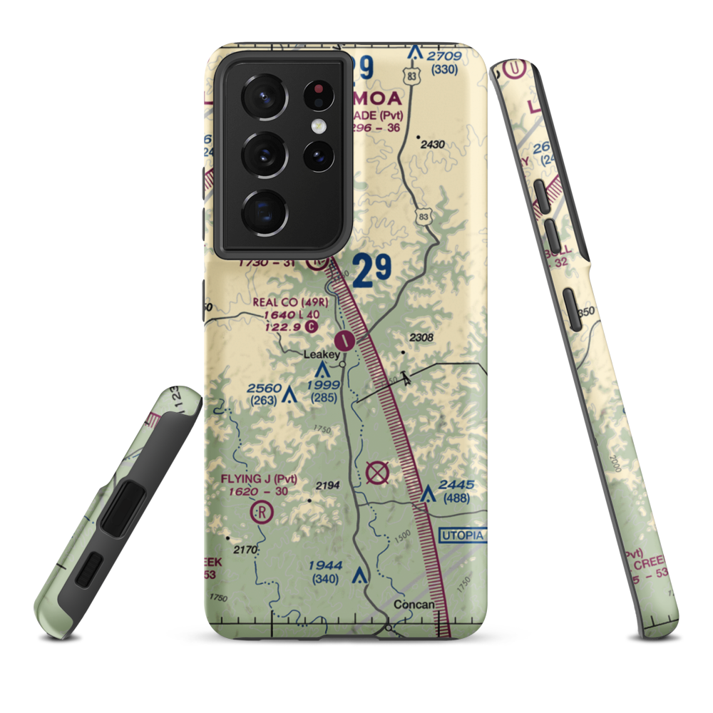 Real County Airport (49R) VFR Sectional Samsung Phone Case Samsung Galaxy S21 Plus model shown