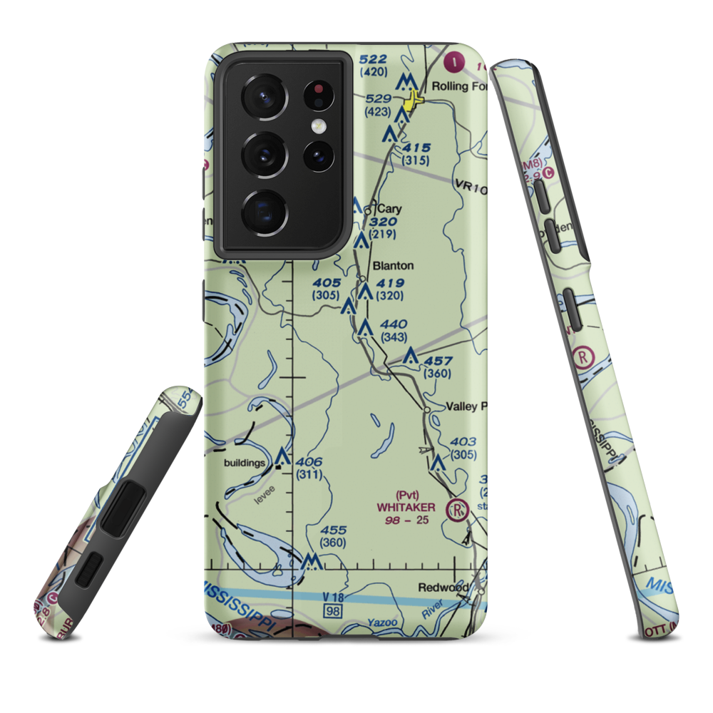 Reality Plantation Airport (MS34) VFR Sectional Samsung Phone Case Samsung Galaxy S21 Ultra model shown