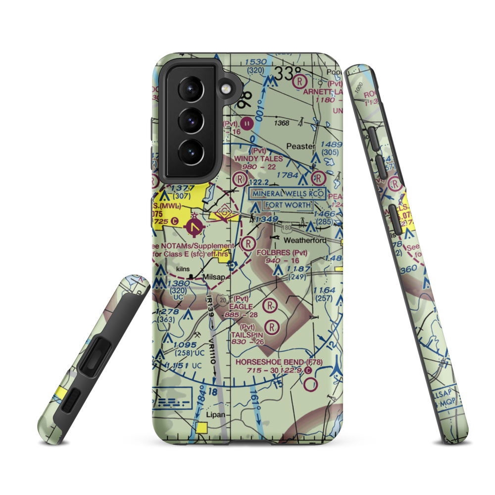 Reb Folbre's Place Airport (TE34) VFR Sectional Samsung Phone Case Samsung Galaxy S21 FE model shown
