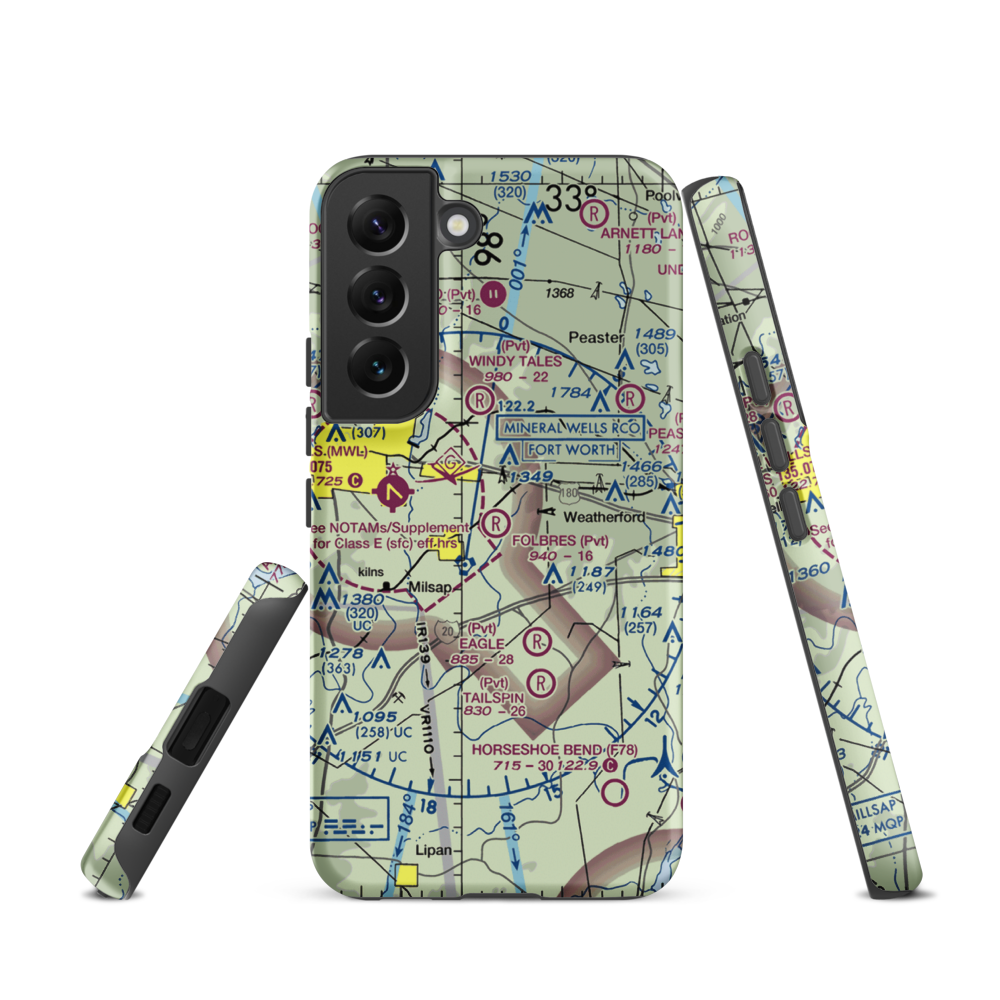 Reb Folbre's Place Airport (TE34) VFR Sectional Samsung Phone Case Samsung Galaxy S22 model shown