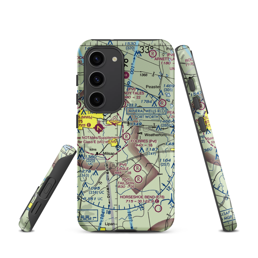 Reb Folbre's Place Airport (TE34) VFR Sectional Samsung Phone Case Samsung Galaxy S23 model shown