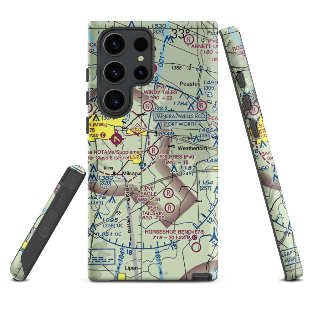 Reb Folbre's Place Airport (TE34) VFR Sectional Samsung Phone Case Samsung Galaxy S23 Ultra model shown