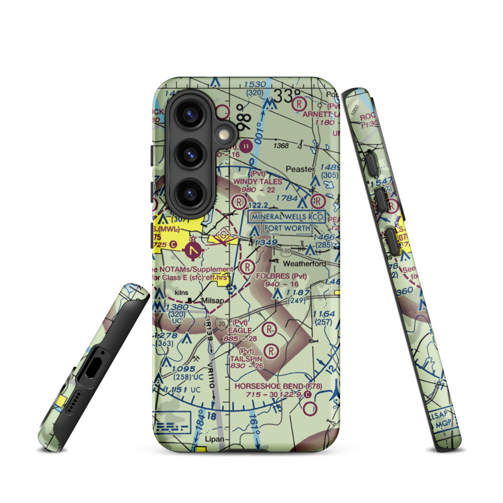 Reb Folbre's Place Airport (TE34) VFR Sectional Samsung Phone Case Samsung Galaxy S24 model shown