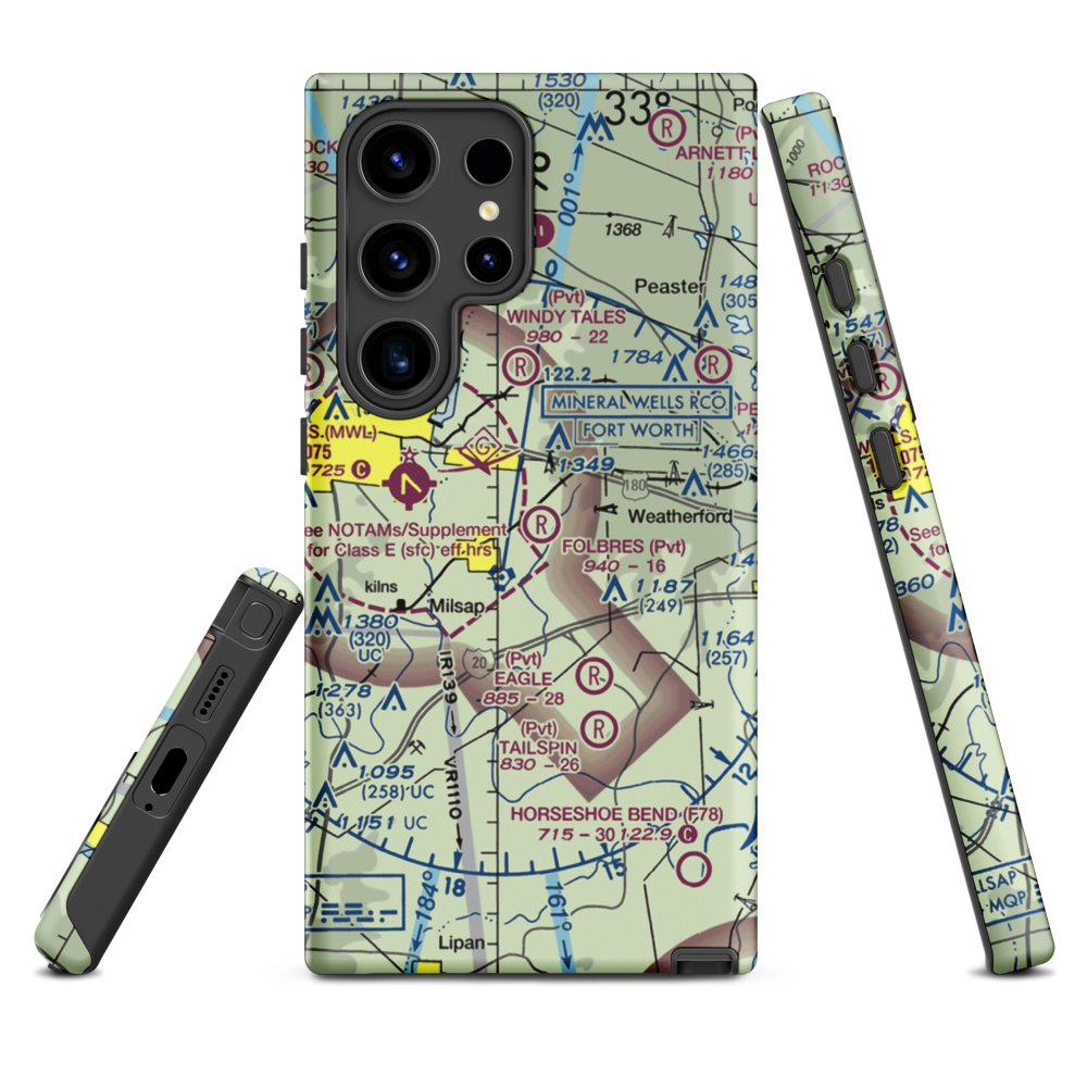 Reb Folbre's Place Airport (TE34) VFR Sectional Samsung Phone Case Samsung Galaxy S24 Ultra model shown