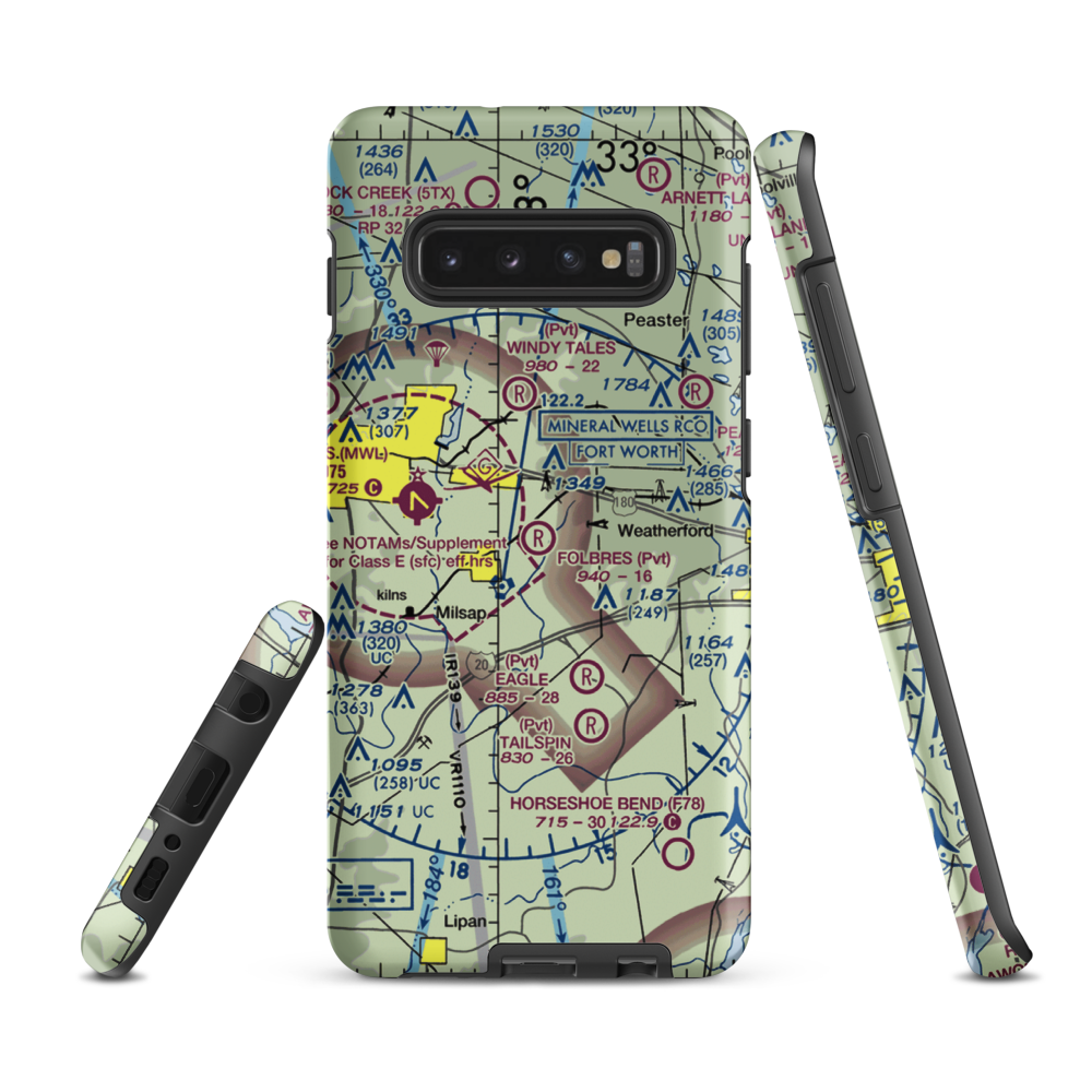 Reb Folbre's Place Airport (TE34) VFR Sectional Samsung Phone Case Samsung Galaxy S10 Plus model shown