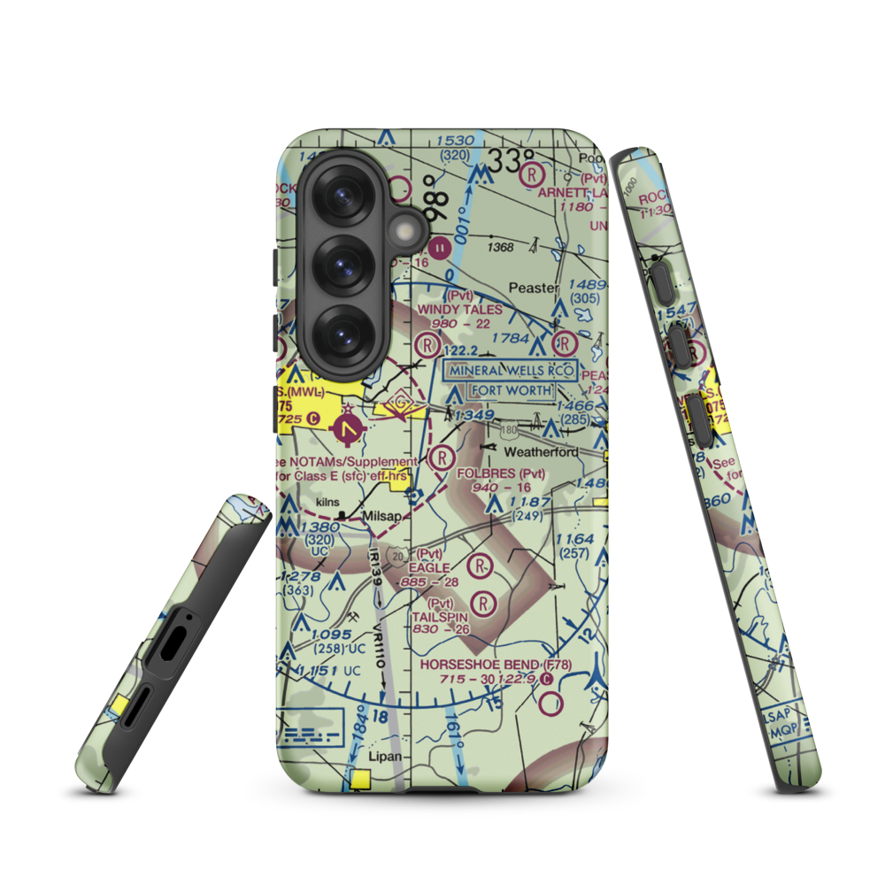 Reb Folbre's Place Airport (TE34) VFR Sectional Samsung Phone Case Samsung Galaxy S25 model shown
