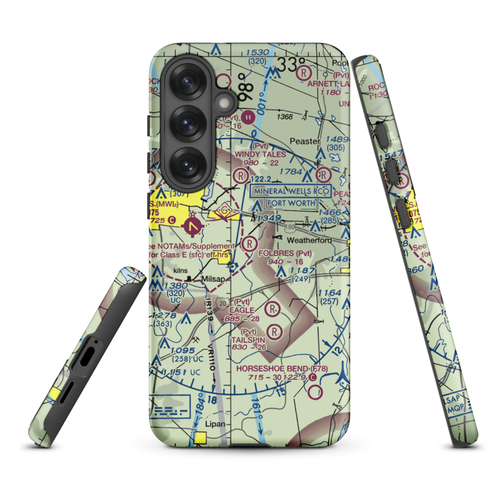 Reb Folbre's Place Airport (TE34) VFR Sectional Samsung Phone Case Samsung Galaxy S25 Plus model shown