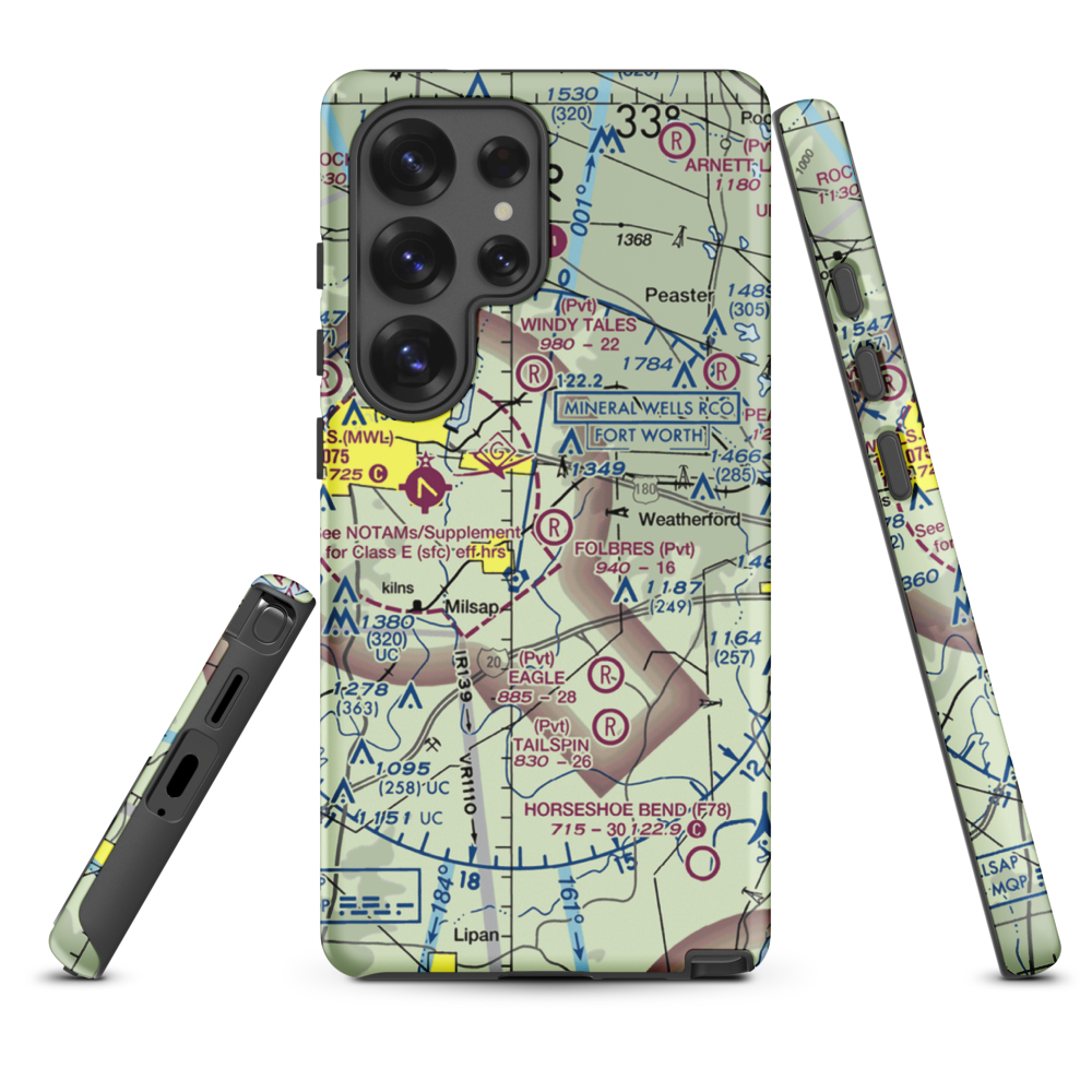 Reb Folbre's Place Airport (TE34) VFR Sectional Samsung Phone Case Samsung Galaxy S25 Ultra model shown