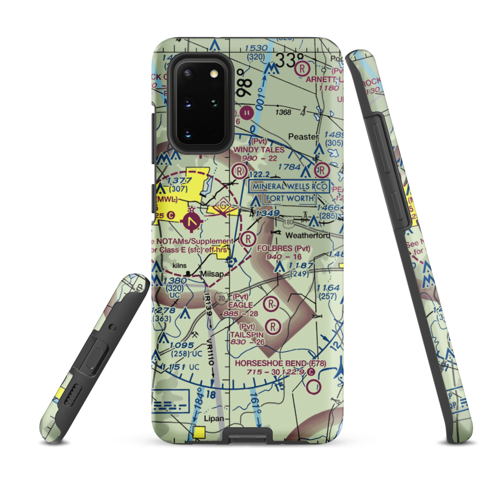 Reb Folbre's Place Airport (TE34) VFR Sectional Samsung Phone Case Samsung Galaxy S20 Plus model shown