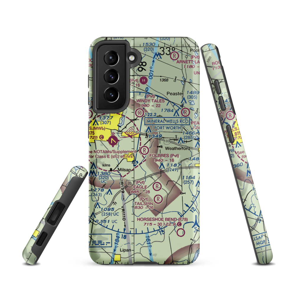 Reb Folbre's Place Airport (TE34) VFR Sectional Samsung Phone Case Samsung Galaxy S21 model shown