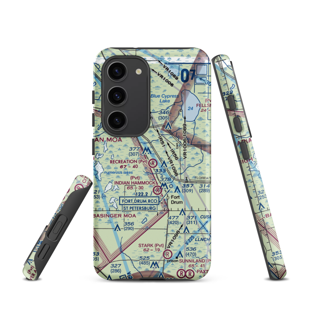 Recreation Corporation Airport (33FA) VFR Sectional Samsung Phone Case Samsung Galaxy S23 model shown
