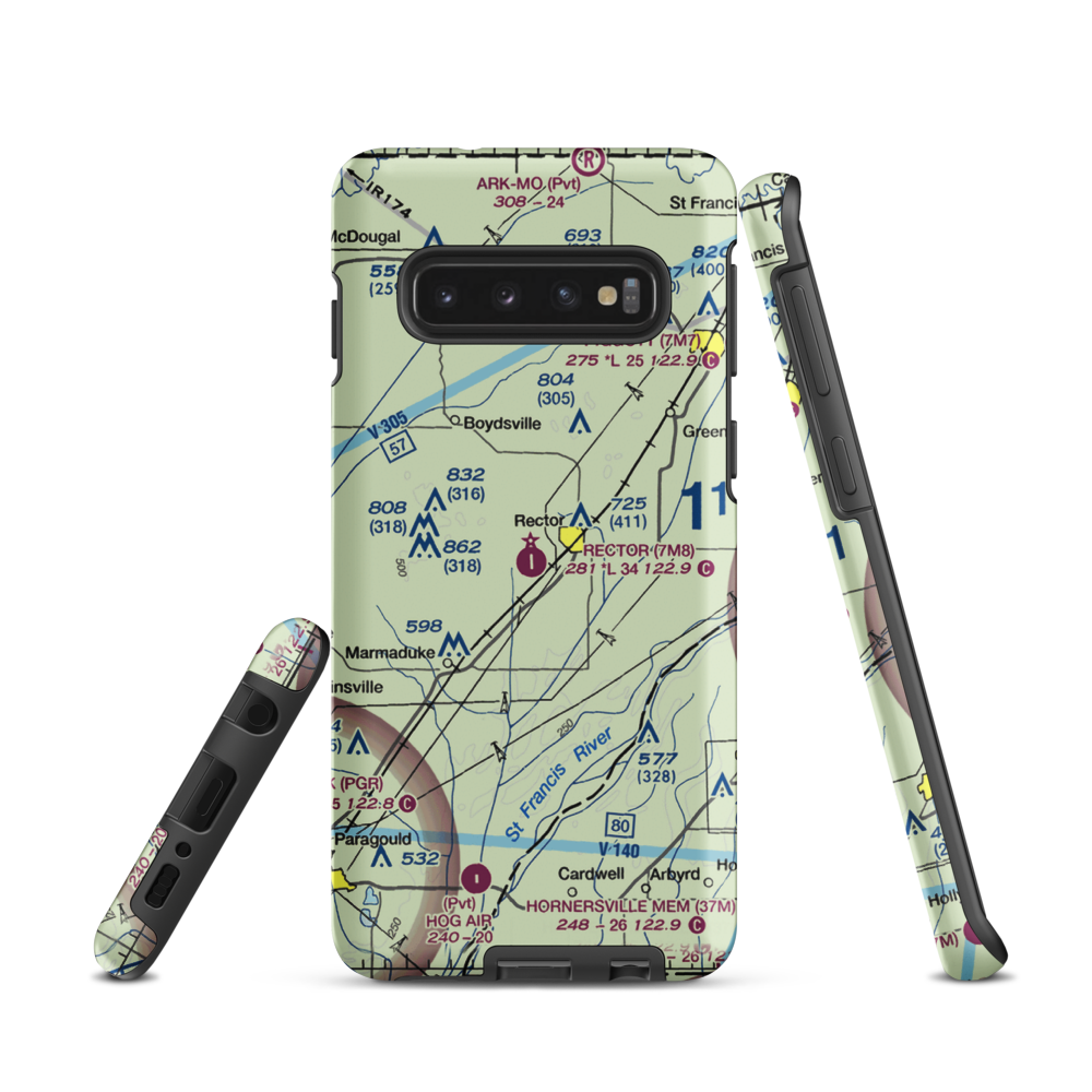 Rector Airport (7M8) VFR Sectional Samsung Phone Case Samsung Galaxy S10 model shown