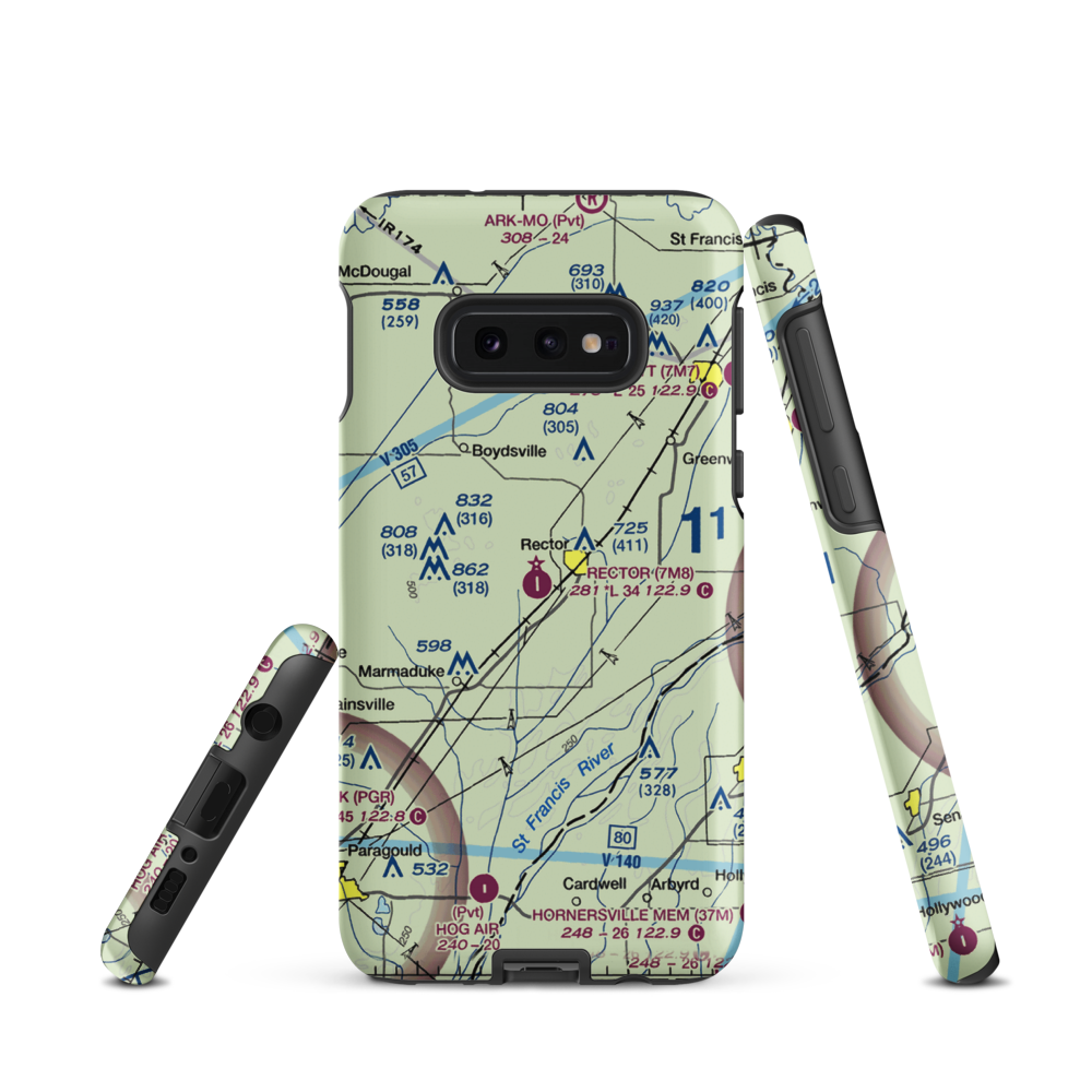 Rector Airport (7M8) VFR Sectional Samsung Phone Case Samsung Galaxy S10 Plus model shown