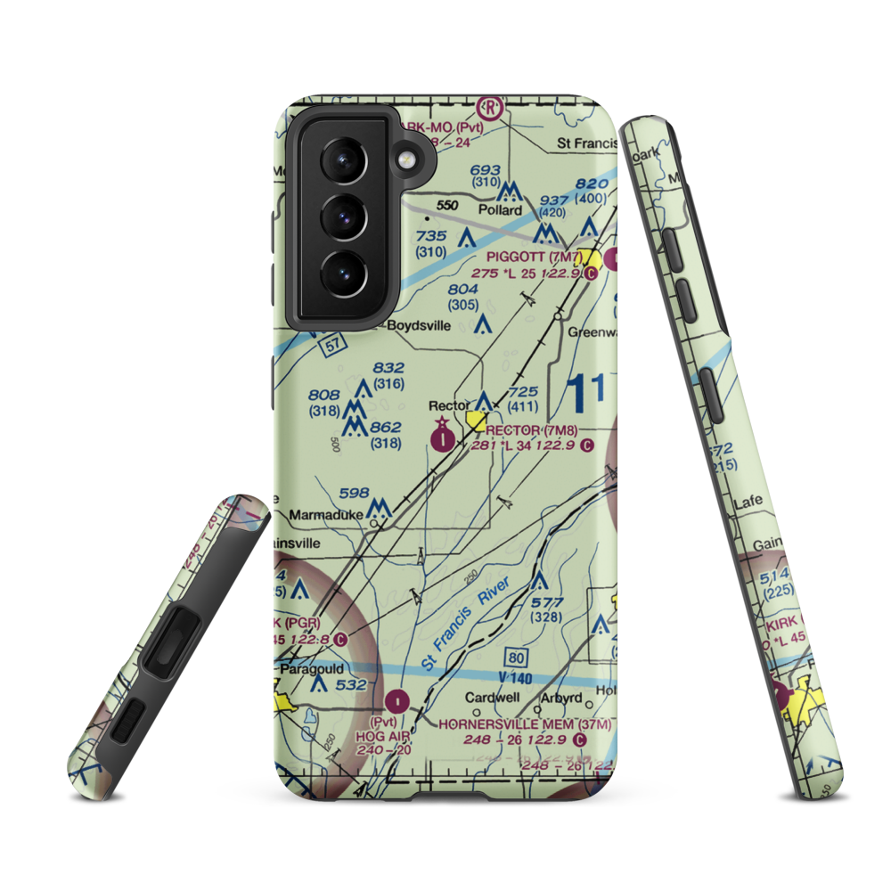 Rector Airport (7M8) VFR Sectional Samsung Phone Case Samsung Galaxy S21 FE model shown