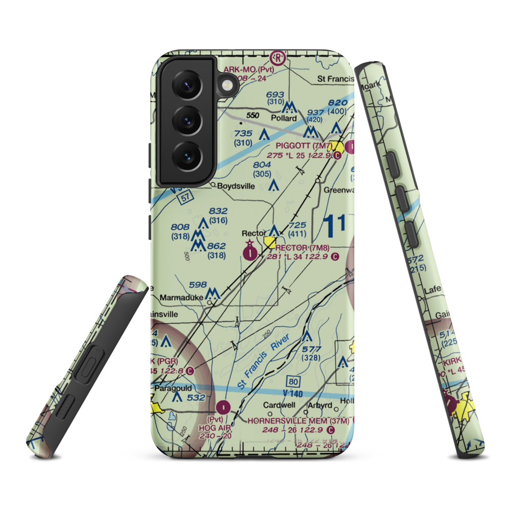 Rector Airport (7M8) VFR Sectional Samsung Phone Case Samsung Galaxy S22 Plus model shown
