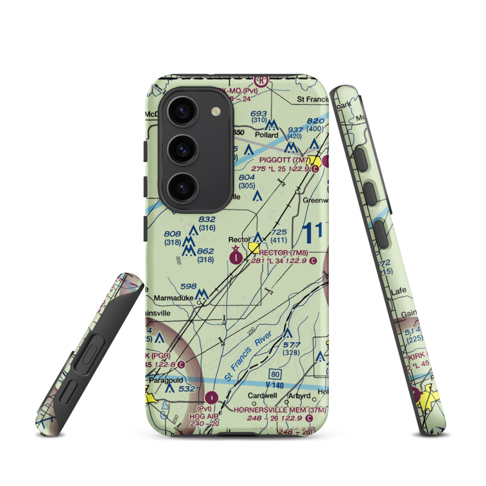 Rector Airport (7M8) VFR Sectional Samsung Phone Case Samsung Galaxy S23 model shown