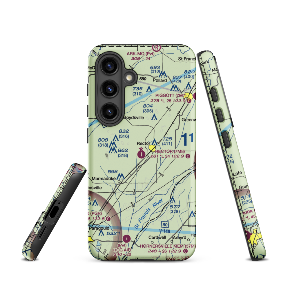 Rector Airport (7M8) VFR Sectional Samsung Phone Case Samsung Galaxy S24 model shown