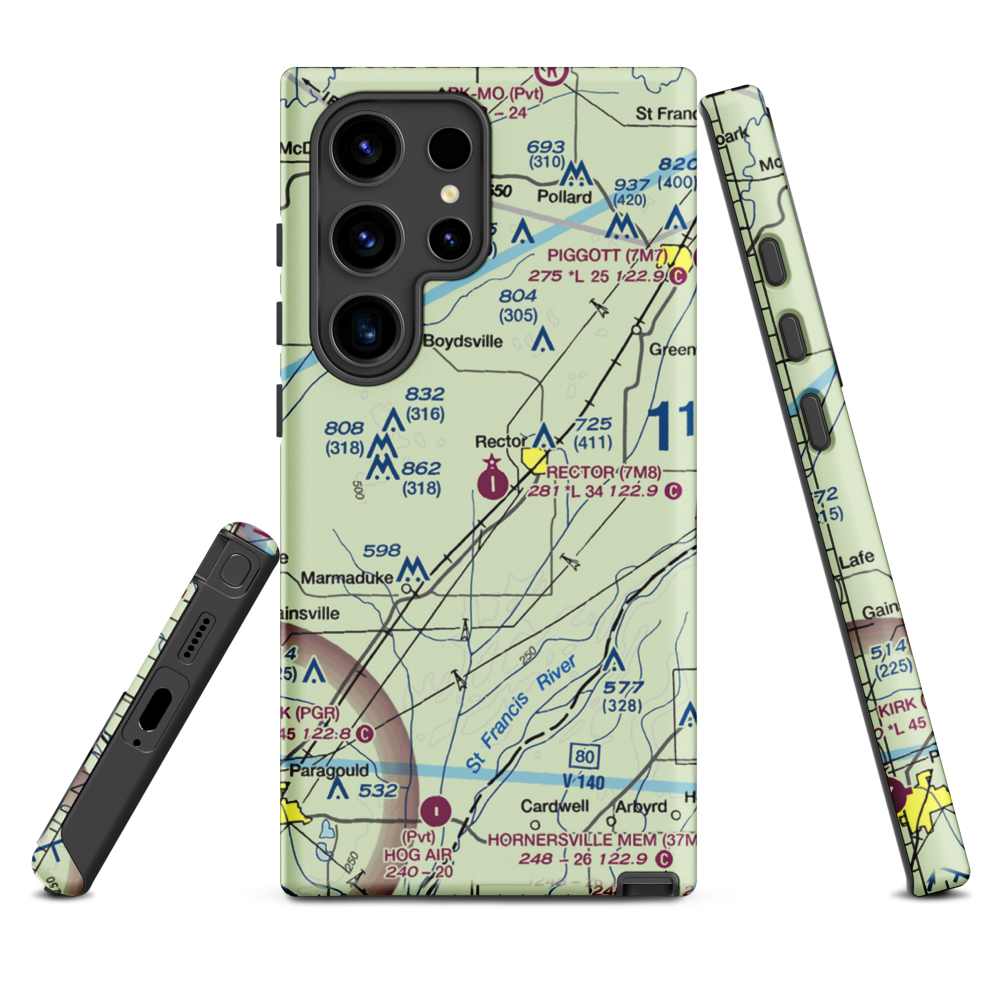 Rector Airport (7M8) VFR Sectional Samsung Phone Case Samsung Galaxy S24 Ultra model shown