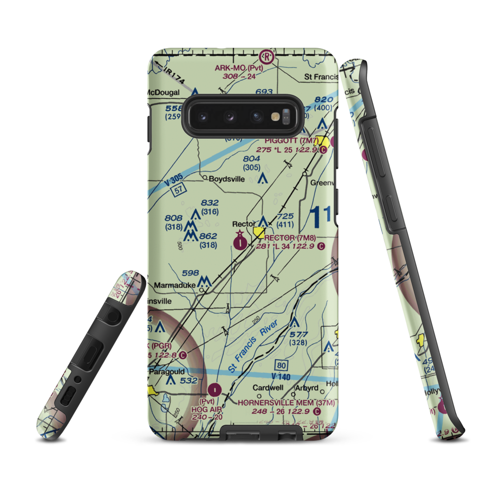 Rector Airport (7M8) VFR Sectional Samsung Phone Case Samsung Galaxy S10e model shown