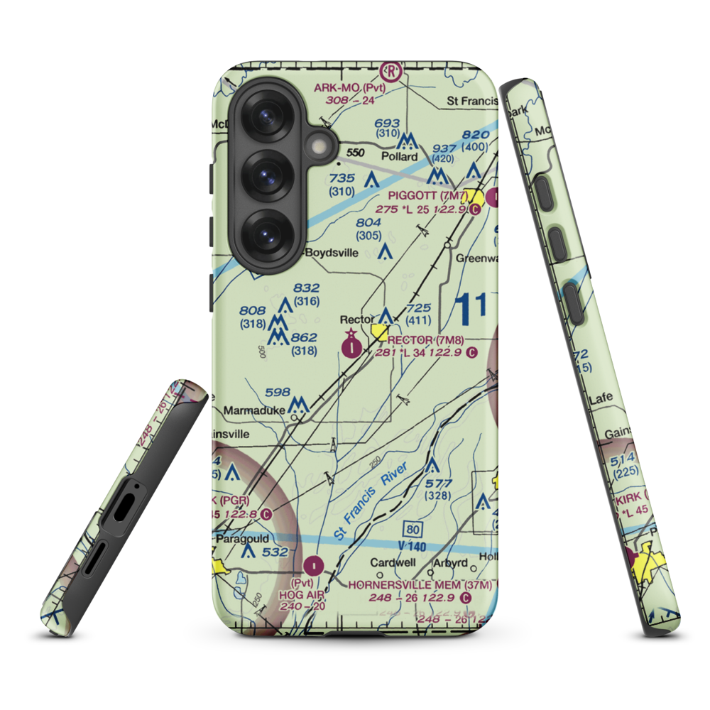 Rector Airport (7M8) VFR Sectional Samsung Phone Case Samsung Galaxy S25 Plus model shown