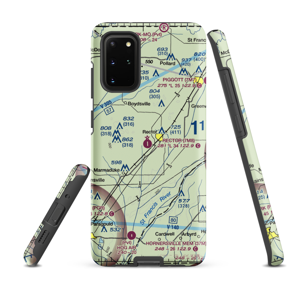 Rector Airport (7M8) VFR Sectional Samsung Phone Case Samsung Galaxy S20 Plus model shown