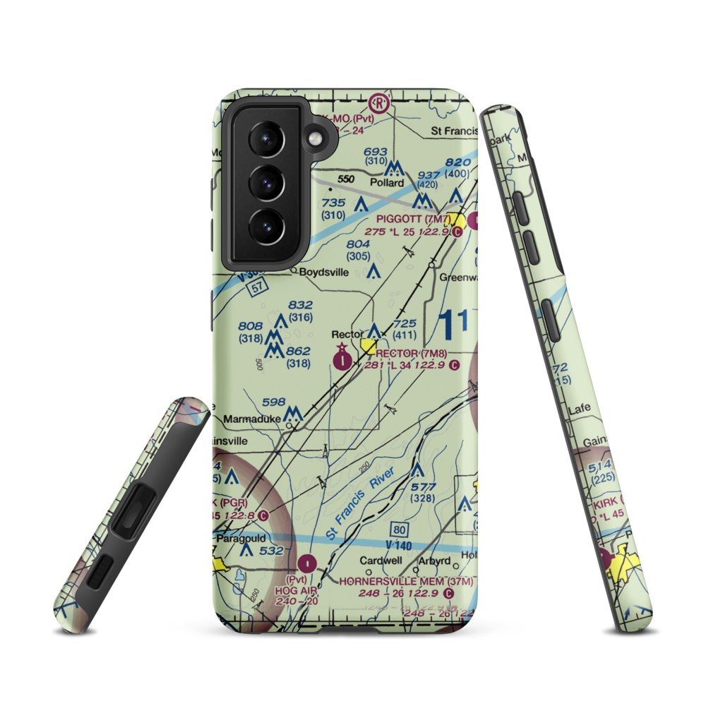 Rector Airport (7M8) VFR Sectional Samsung Phone Case Samsung Galaxy S21 model shown