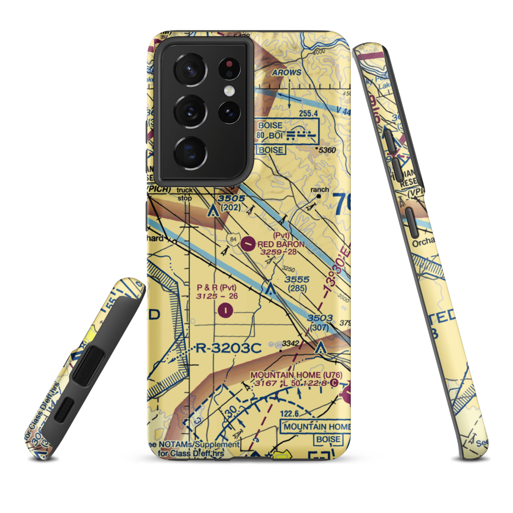 Red Baron Airpark (1ID4) VFR Sectional Samsung Phone Case Samsung Galaxy S21 Plus model shown