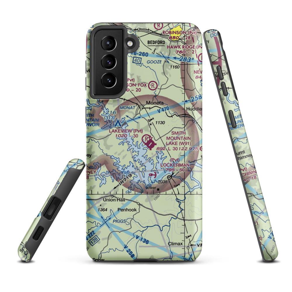 Red Birds Airyard Airport (2VA0) VFR Sectional Samsung Phone Case Samsung Galaxy S21 FE model shown