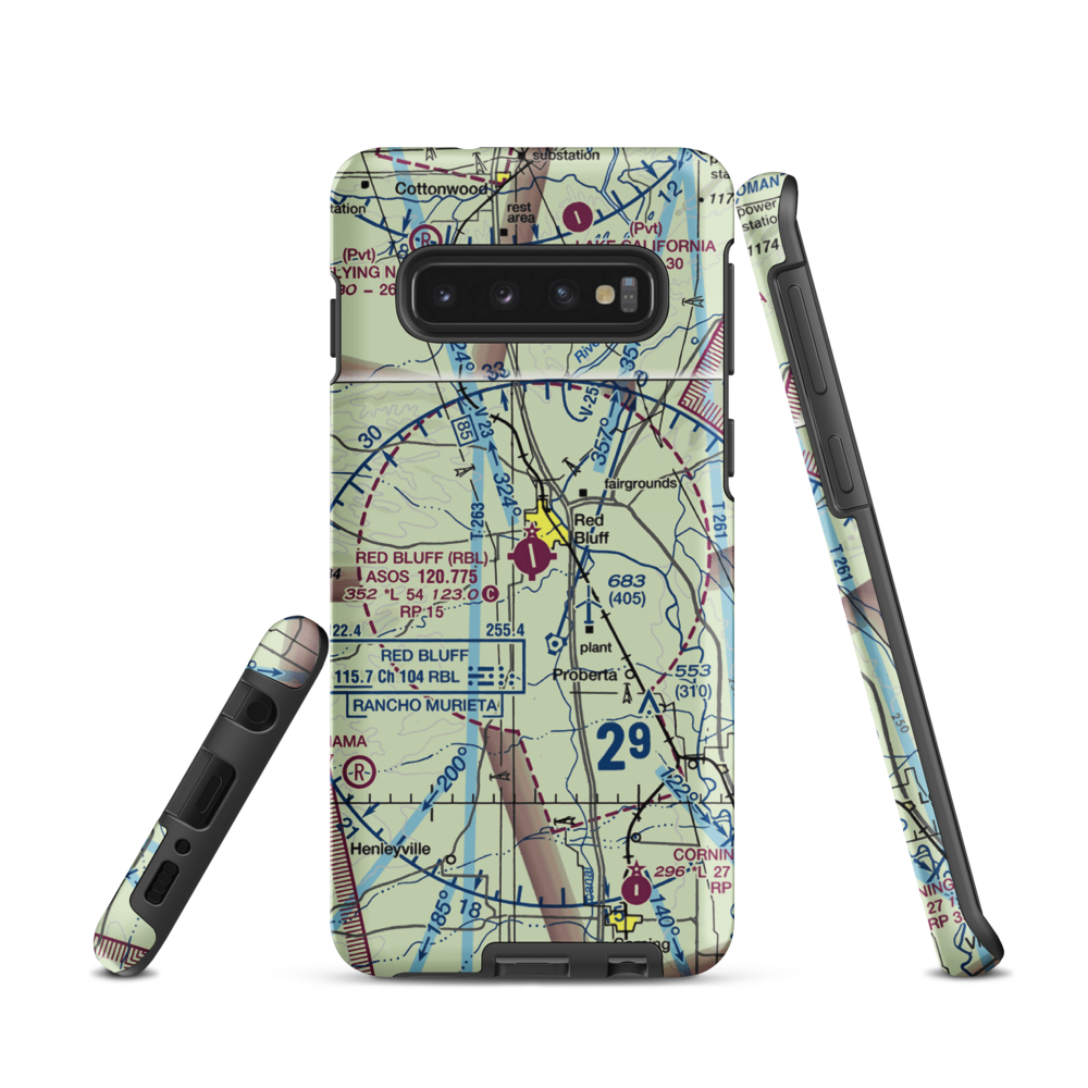 Red Bluff Municipal Airport (RBL) VFR Sectional Samsung Phone Case Samsung Galaxy S10 model shown