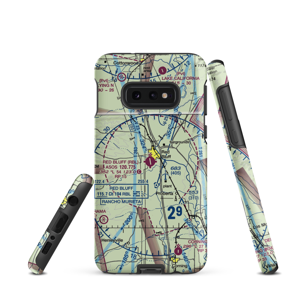 Red Bluff Municipal Airport (RBL) VFR Sectional Samsung Phone Case Samsung Galaxy S10e model shown