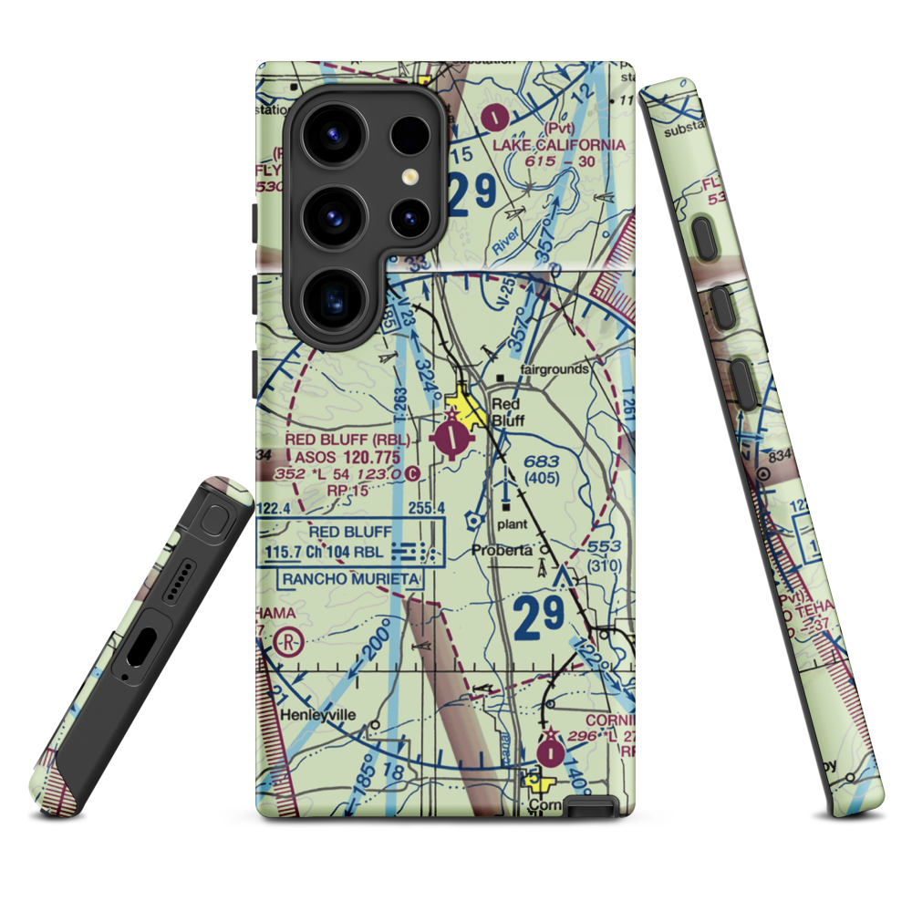 Red Bluff Municipal Airport (RBL) VFR Sectional Samsung Phone Case Samsung Galaxy S24 Ultra model shown