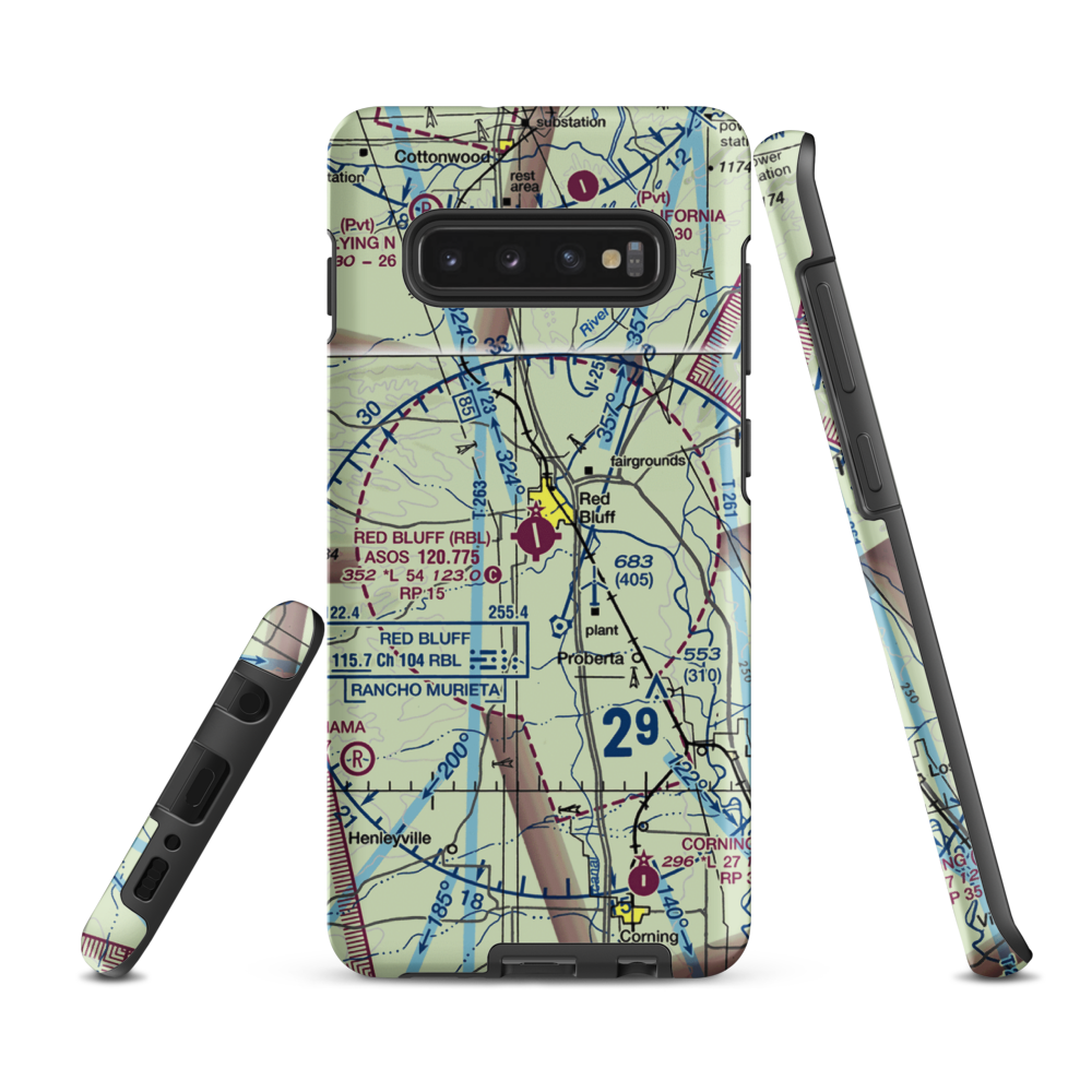 Red Bluff Municipal Airport (RBL) VFR Sectional Samsung Phone Case Samsung Galaxy S10 Plus model shown