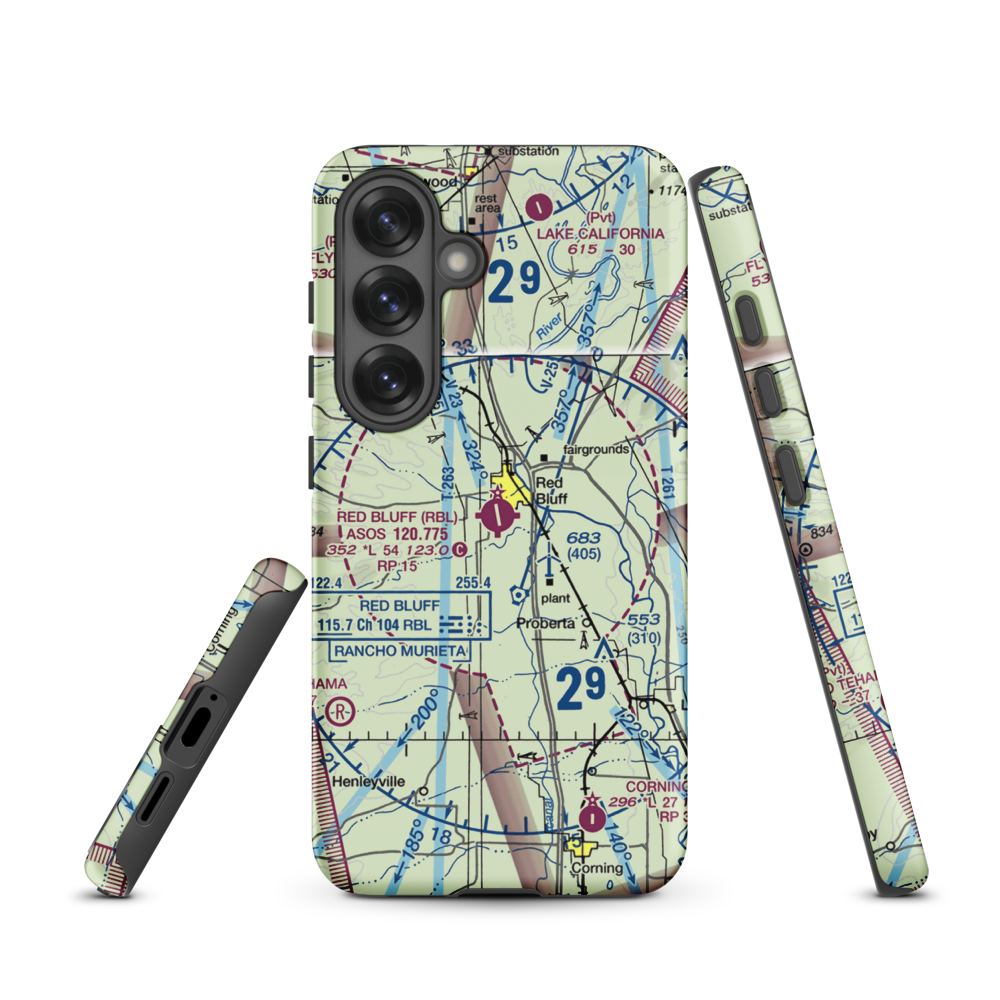 Red Bluff Municipal Airport (RBL) VFR Sectional Samsung Phone Case Samsung Galaxy S25 model shown