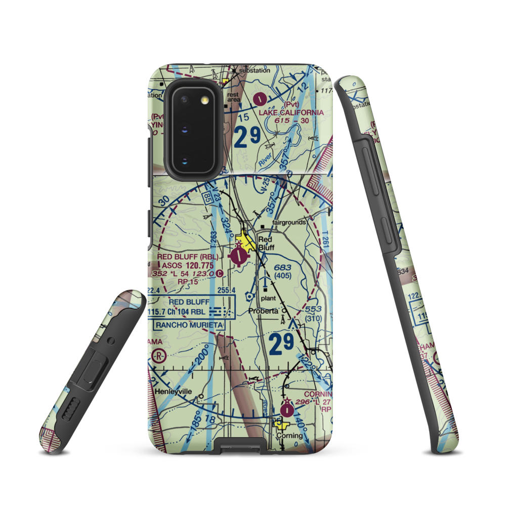 Red Bluff Municipal Airport (RBL) VFR Sectional Samsung Phone Case Samsung Galaxy S20 model shown