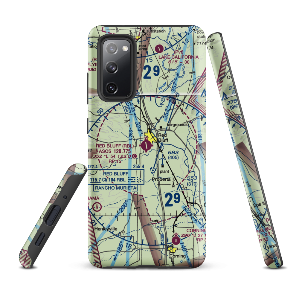Red Bluff Municipal Airport (RBL) VFR Sectional Samsung Phone Case Samsung Galaxy S20 FE model shown