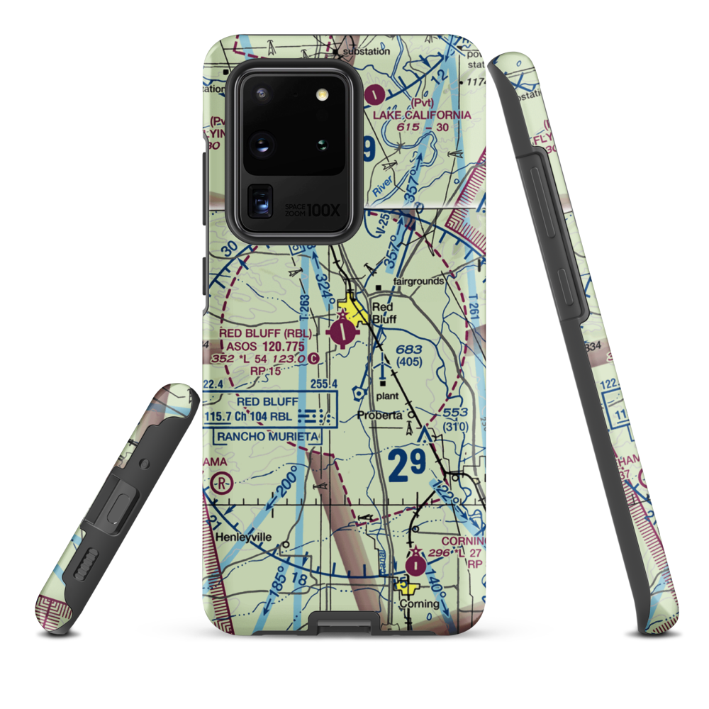 Red Bluff Municipal Airport (RBL) VFR Sectional Samsung Phone Case Samsung Galaxy S20 Ultra model shown
