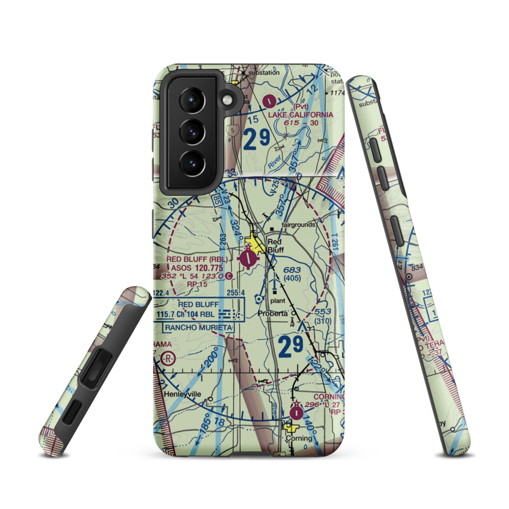 Red Bluff Municipal Airport (RBL) VFR Sectional Samsung Phone Case Samsung Galaxy S21 model shown