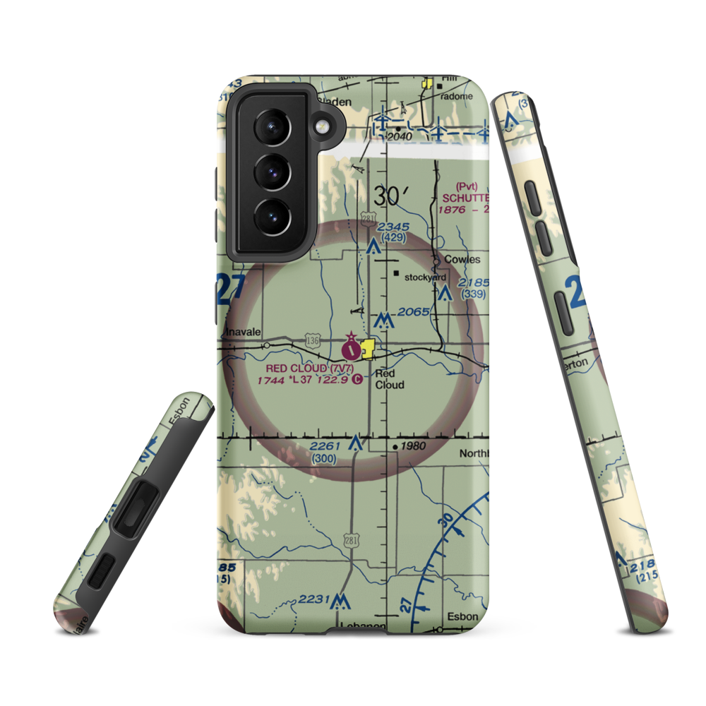 Red Cloud Municipal Airport (7V7) VFR Sectional Samsung Phone Case Samsung Galaxy S21 FE model shown