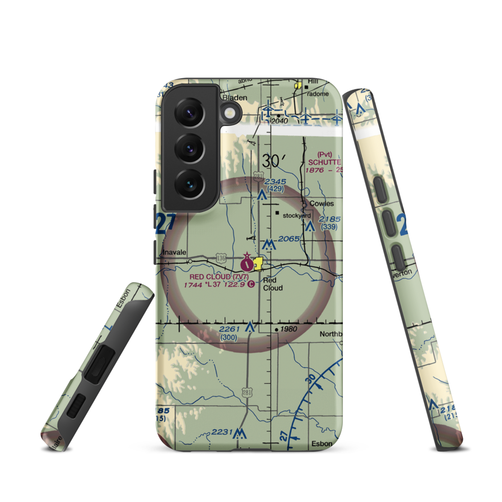 Red Cloud Municipal Airport (7V7) VFR Sectional Samsung Phone Case Samsung Galaxy S22 model shown