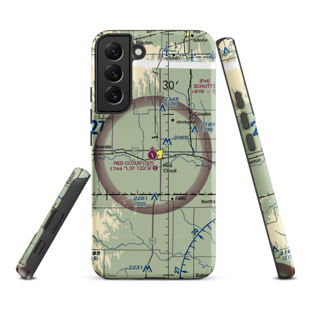 Red Cloud Municipal Airport (7V7) VFR Sectional Samsung Phone Case Samsung Galaxy S22 Plus model shown