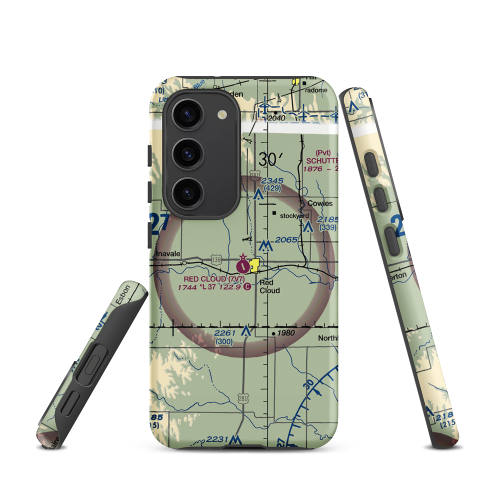 Red Cloud Municipal Airport (7V7) VFR Sectional Samsung Phone Case Samsung Galaxy S23 model shown