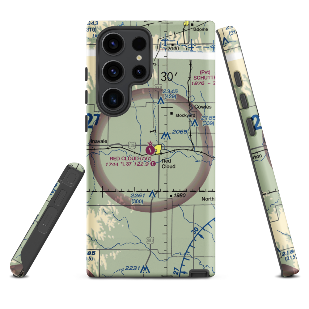 Red Cloud Municipal Airport (7V7) VFR Sectional Samsung Phone Case Samsung Galaxy S23 Ultra model shown