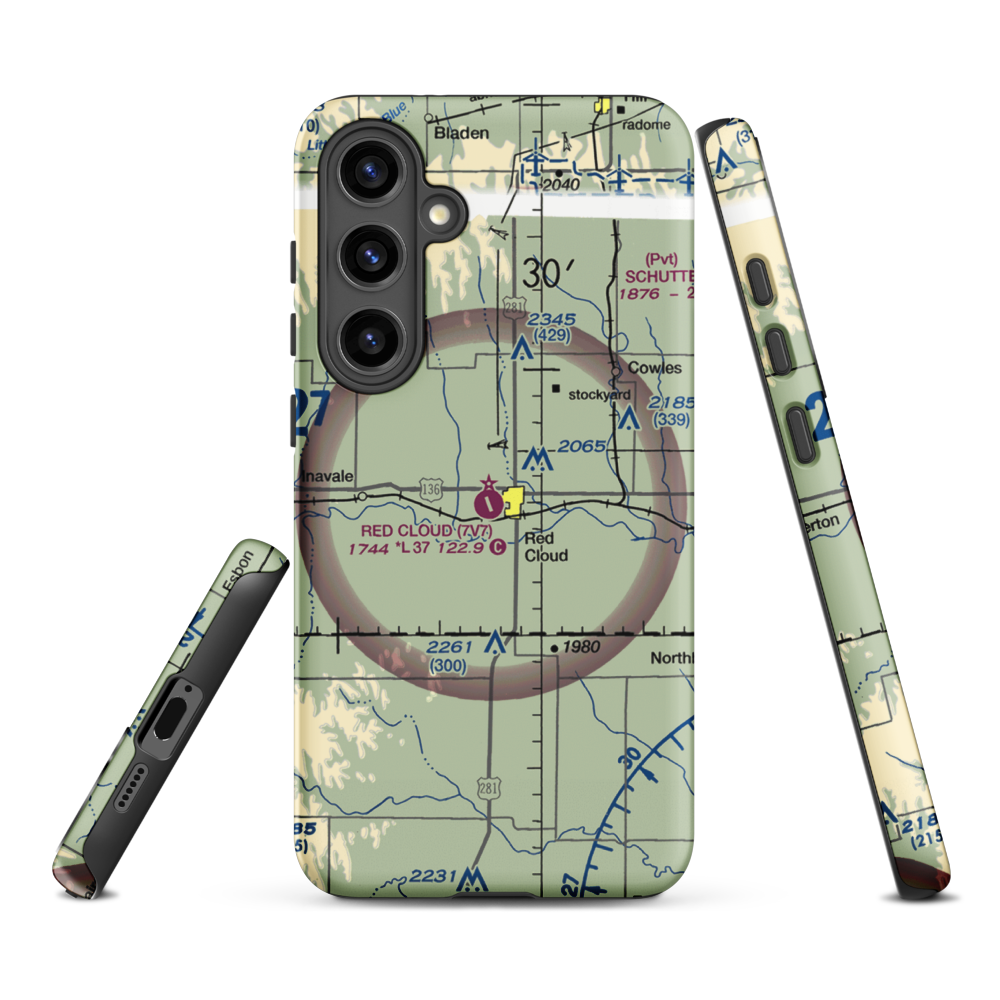 Red Cloud Municipal Airport (7V7) VFR Sectional Samsung Phone Case Samsung Galaxy S24 Plus model shown