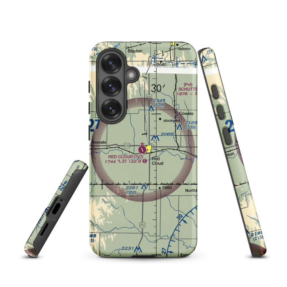 Red Cloud Municipal Airport (7V7) VFR Sectional Samsung Phone Case Samsung Galaxy S25 model shown