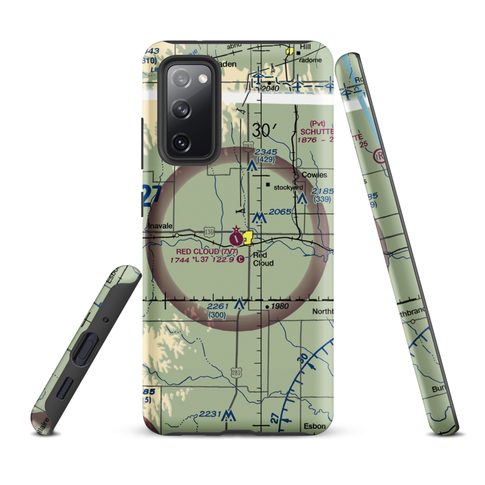 Red Cloud Municipal Airport (7V7) VFR Sectional Samsung Phone Case Samsung Galaxy S20 FE model shown