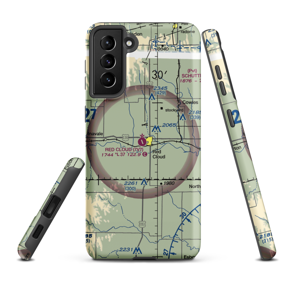 Red Cloud Municipal Airport (7V7) VFR Sectional Samsung Phone Case Samsung Galaxy S21 Plus model shown