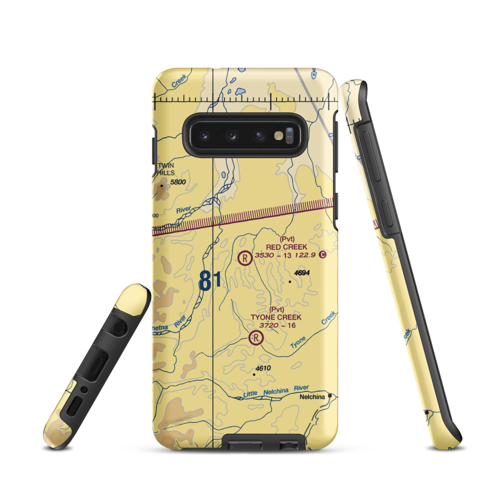 Red Creek Airport (AK80) VFR Sectional Samsung Phone Case Samsung Galaxy S10 model shown