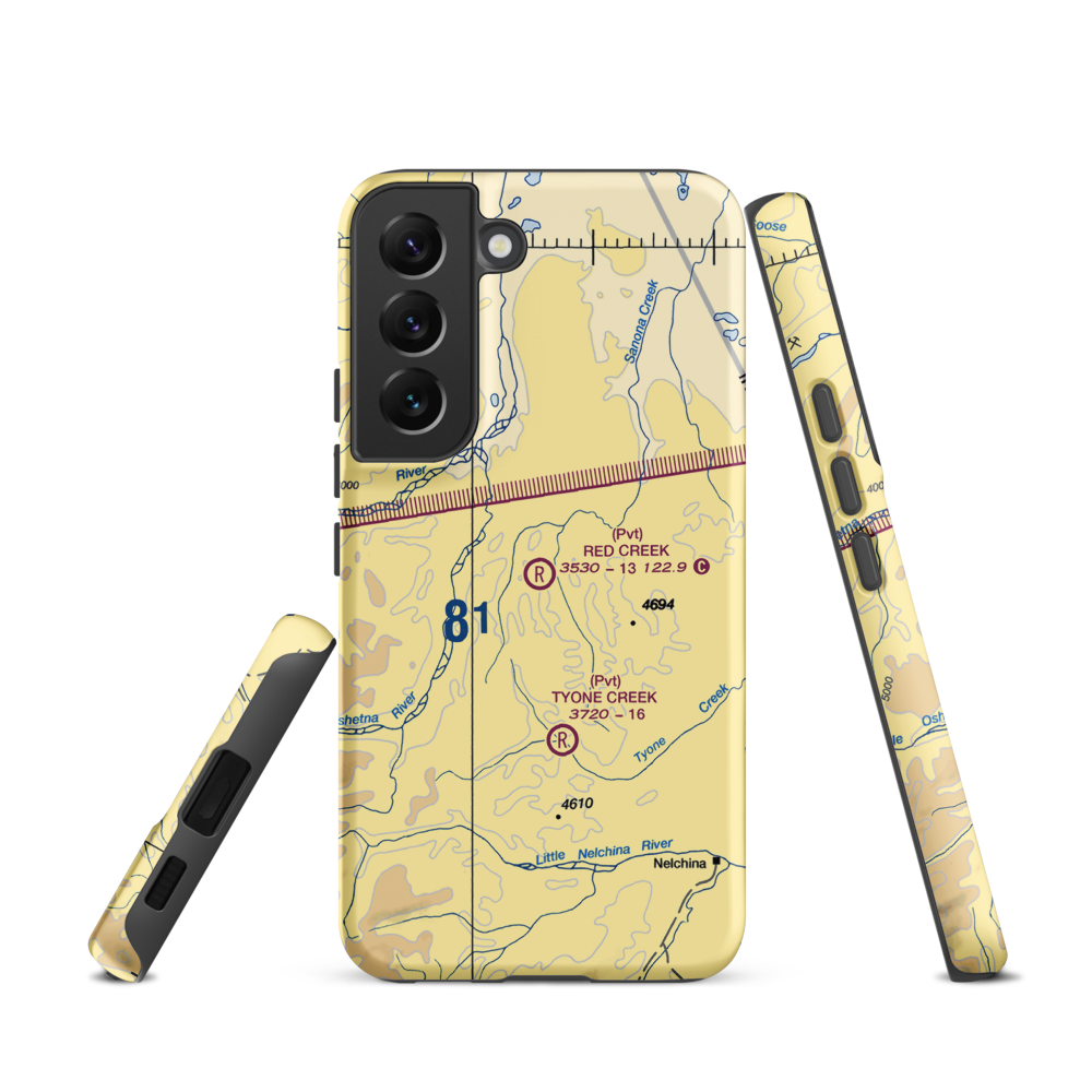Red Creek Airport (AK80) VFR Sectional Samsung Phone Case Samsung Galaxy S22 model shown